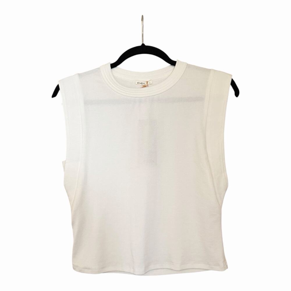OGL White Sleeveless Crew Neck Muscle Tank Top Lyocell Blend NWT Medium - Picture 3 of 16